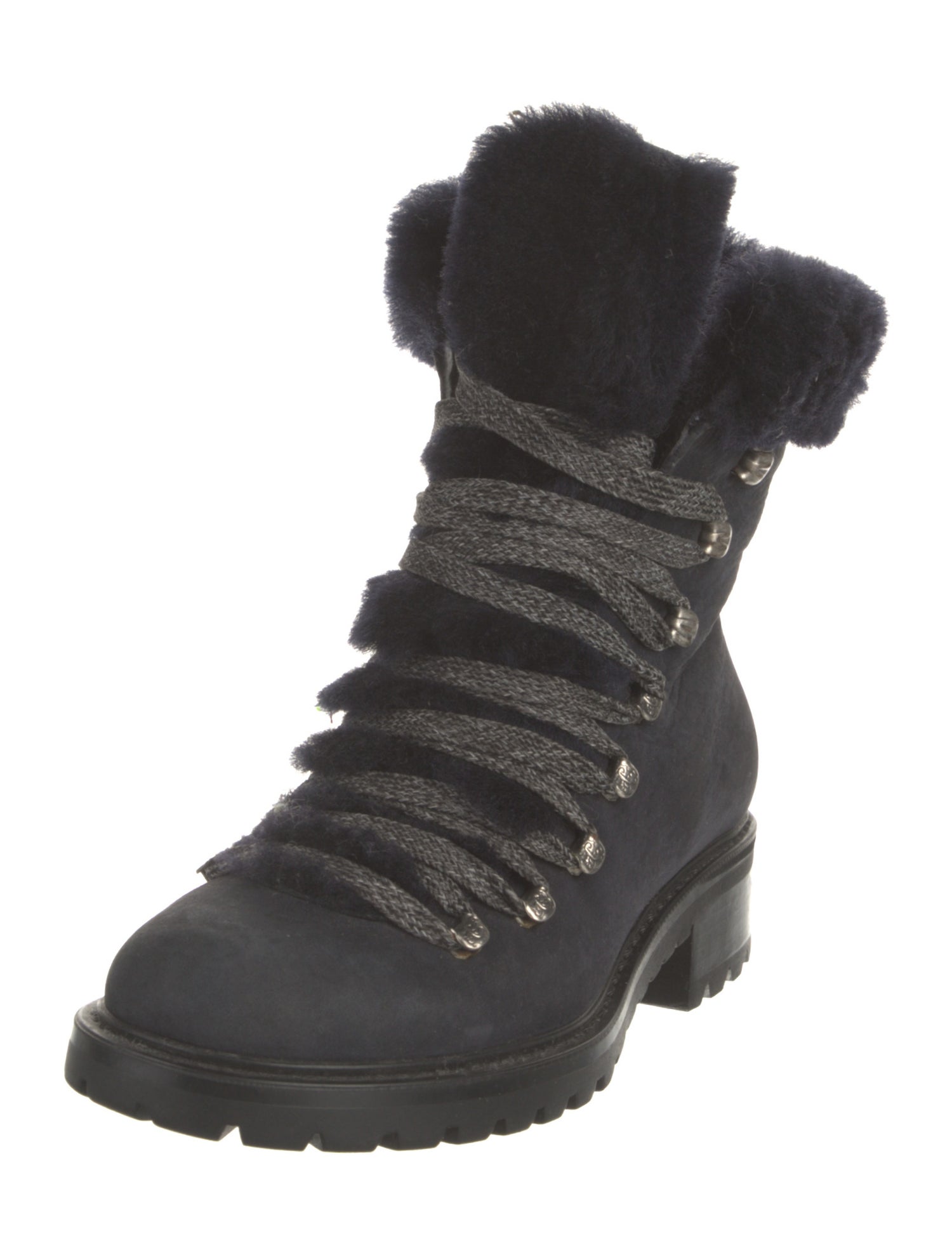 Barney's New York Leather Faux Fur Trim Combat Boots