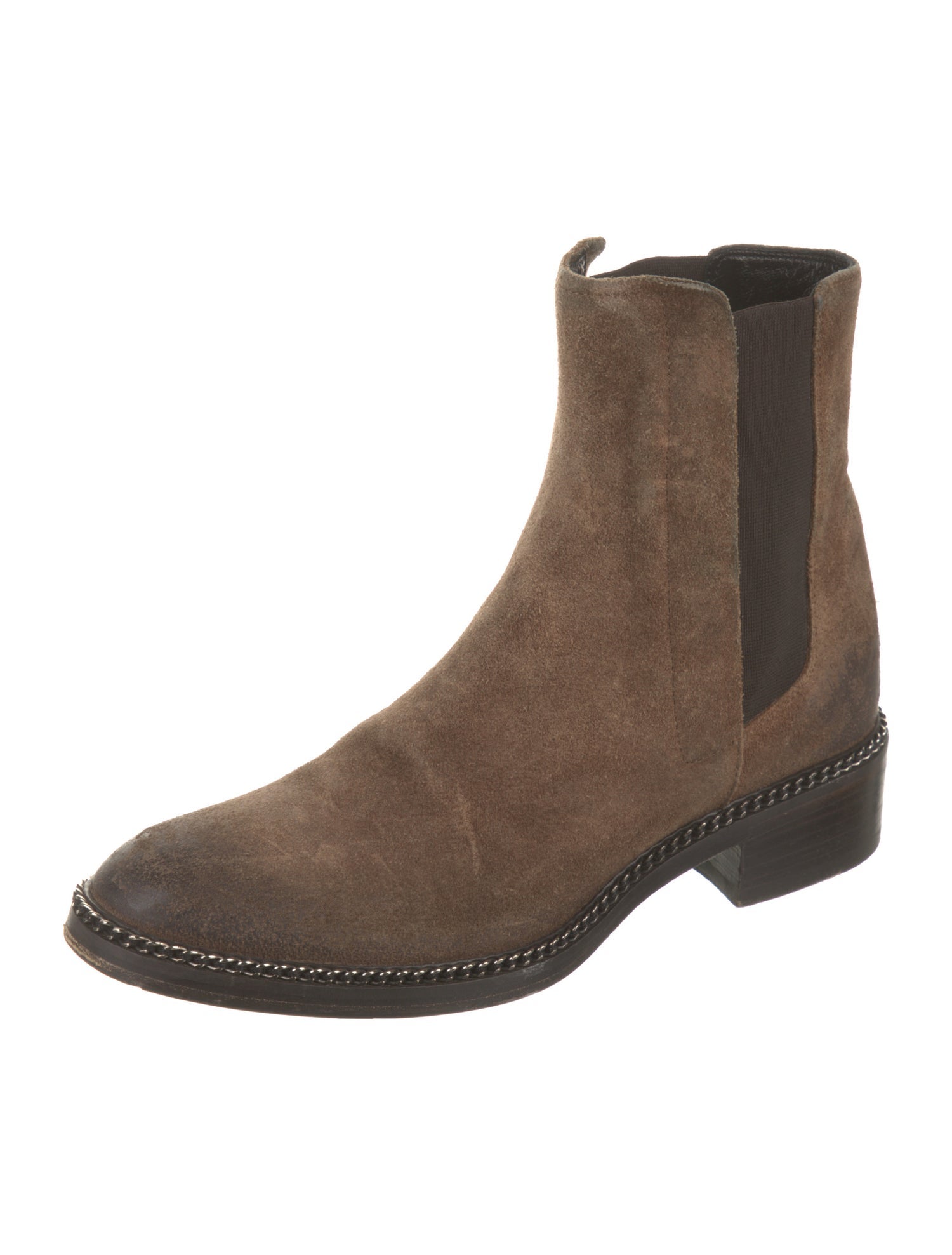 Barney's New York Suede Chain-Link Accents Chelsea Boots