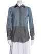 Barney's New York Lambskin Long Sleeve Button-Up Top