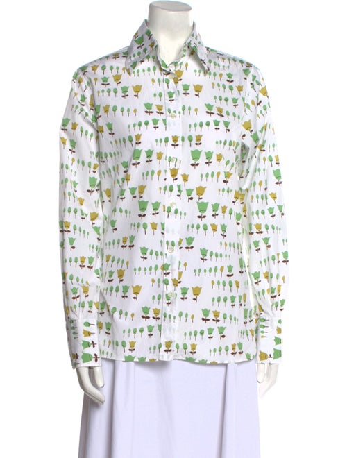 Barney's New York Printed Long Sleeve Button-Up Top