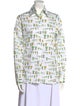 Barney's New York Printed Long Sleeve Button-Up Top