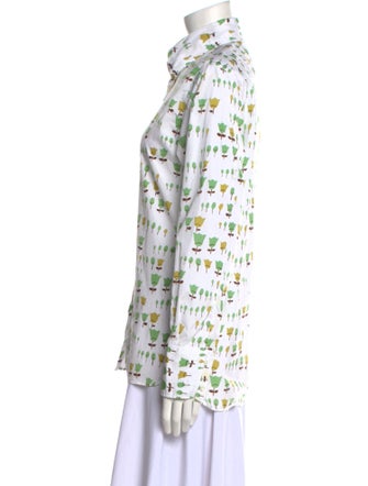 Barney's New York Printed Long Sleeve Button-Up Top