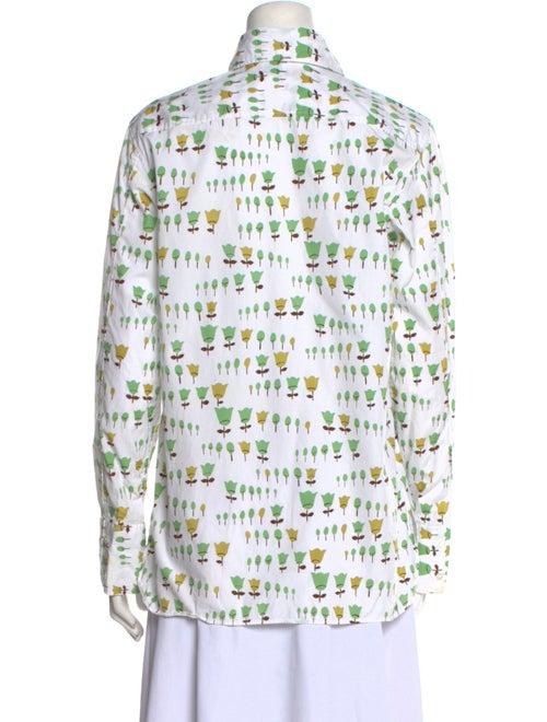 Barney's New York Printed Long Sleeve Button-Up Top