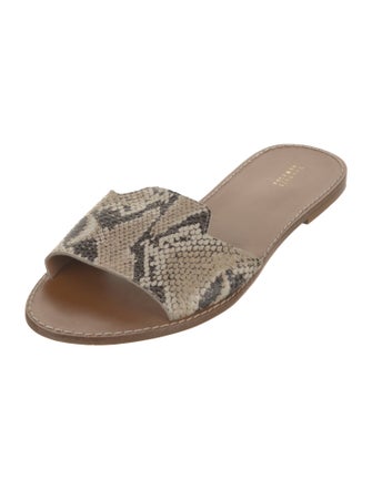 Barney's New York Embossed Leather Animal Print Slides