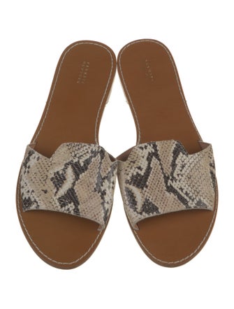 Barney's New York Embossed Leather Animal Print Slides