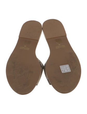 Barney's New York Embossed Leather Animal Print Slides