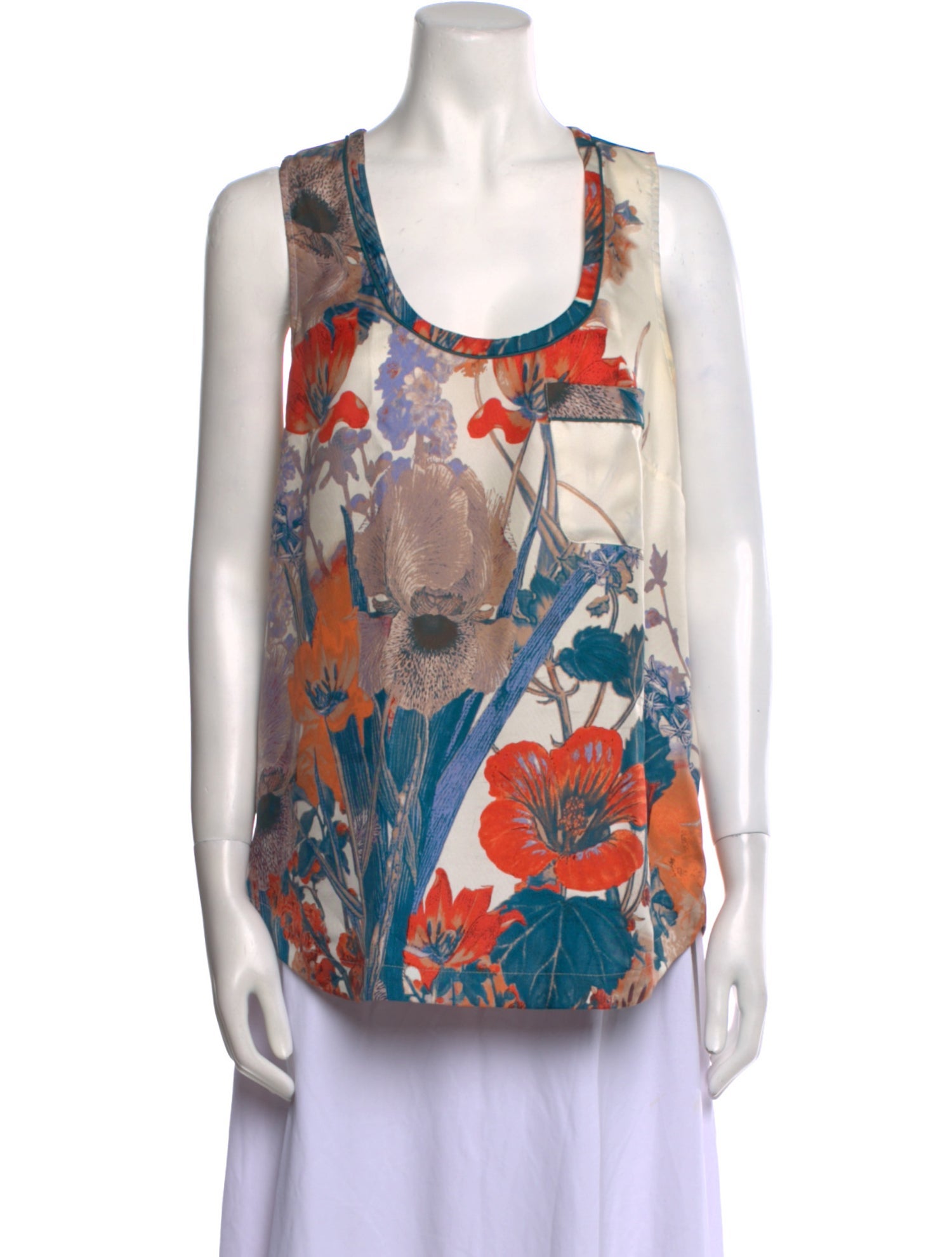 Barney's New York Silk Floral Print Top