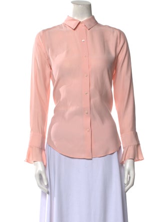 Barney's New York Silk Long Sleeve Button-Up Top