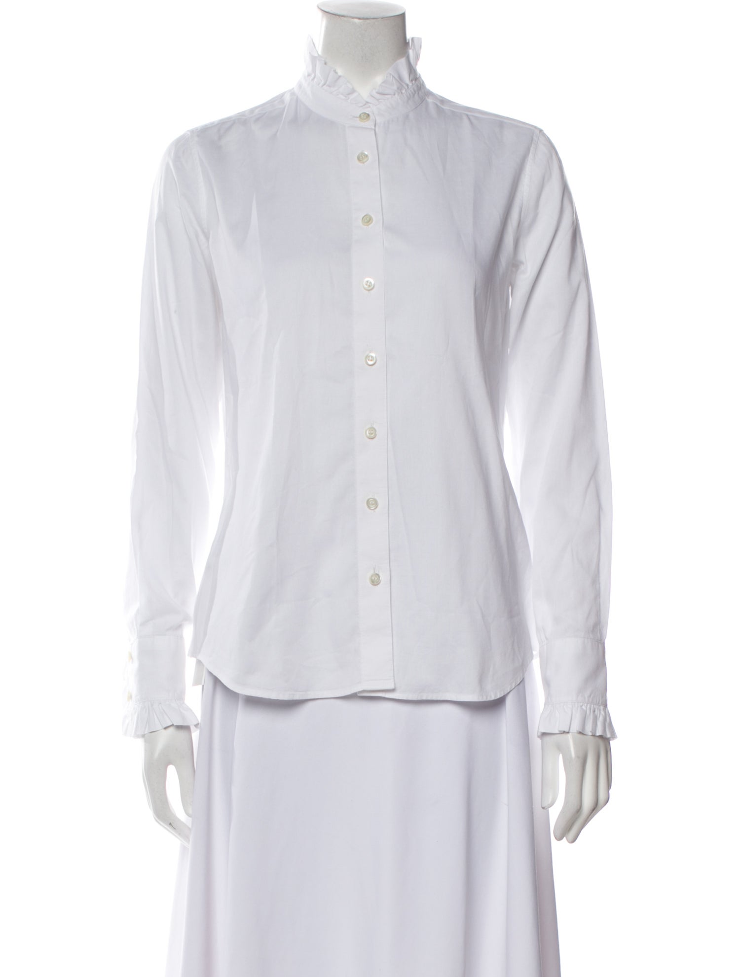 Barney's New York Mock Neck Long Sleeve Button-Up Top