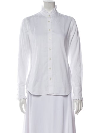 Barney's New York Mock Neck Long Sleeve Button-Up Top