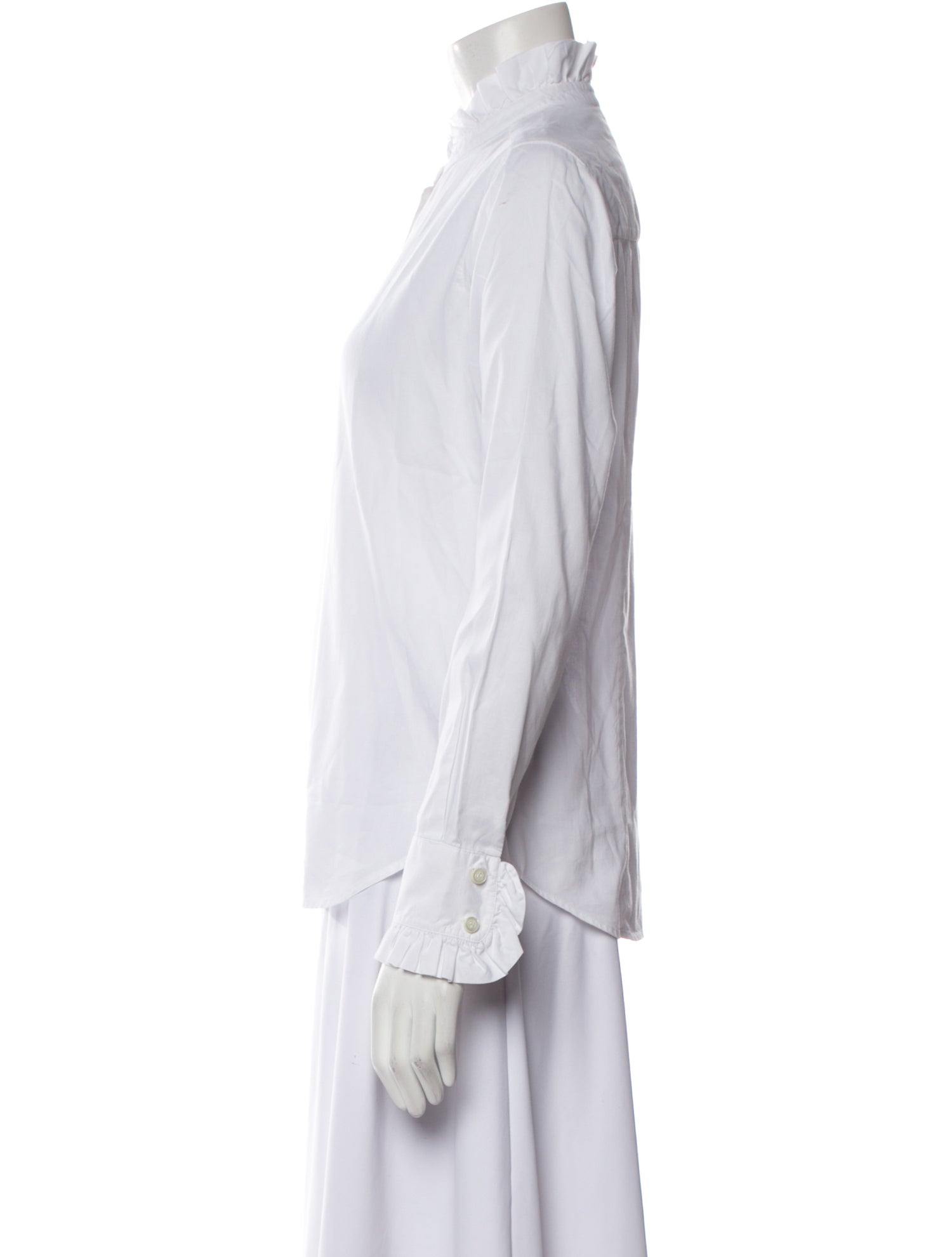 Barney's New York Mock Neck Long Sleeve Button-Up Top