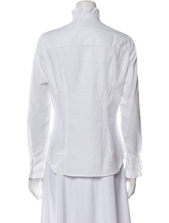 Barney's New York Mock Neck Long Sleeve Button-Up Top