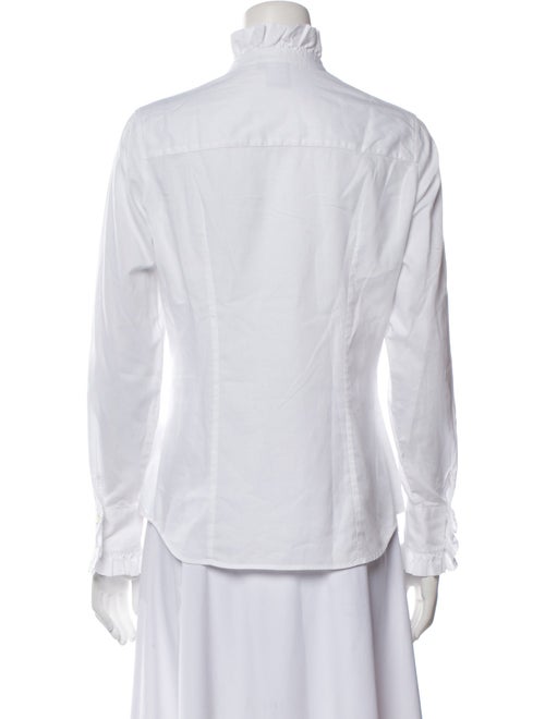 Barney's New York Mock Neck Long Sleeve Button-Up Top