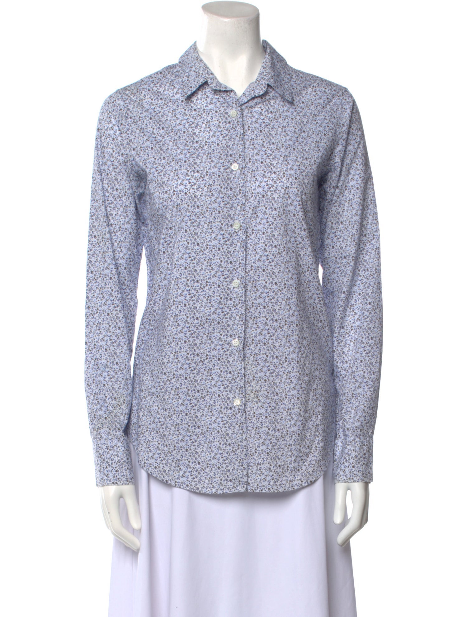 Barney's New York Printed Long Sleeve Button-Up Top