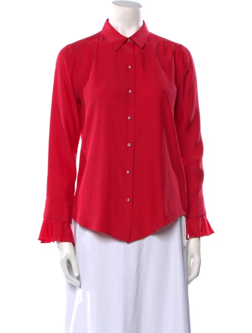 Barney's New York Silk Long Sleeve Button-Up Top