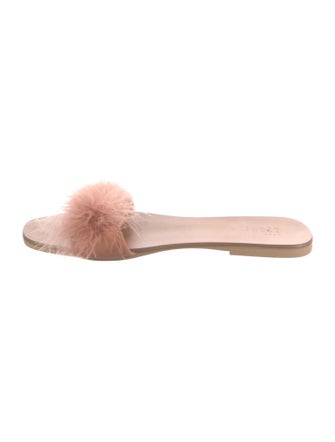 Barney's New York Leather Feather Trim Mules