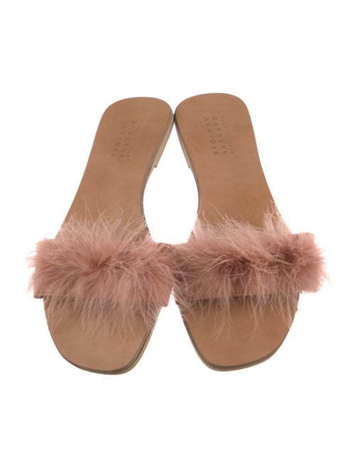 Barney's New York Leather Feather Trim Mules