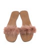 Barney's New York Leather Feather Trim Mules