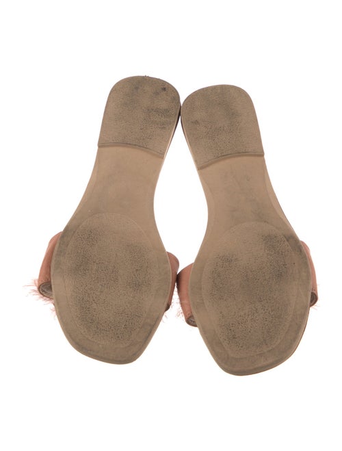 Barney's New York Leather Feather Trim Mules