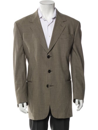 Barney's New York Virgin Wool Plaid Print Jacket