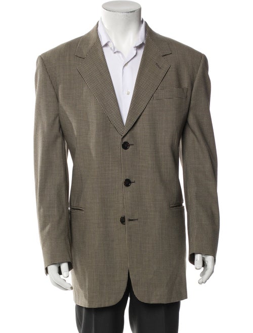 Barney's New York Virgin Wool Plaid Print Jacket