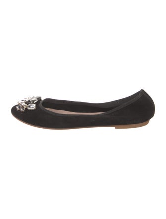 Barney's New York Suede Crystal Embellishments Ballet Flats