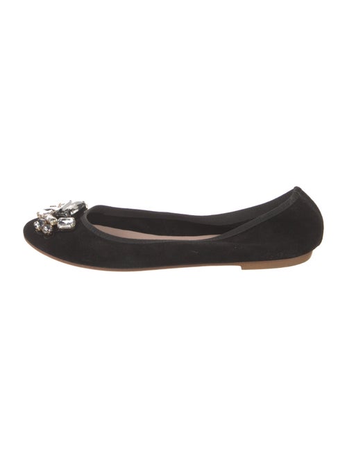 Barney's New York Suede Crystal Embellishments Ballet Flats