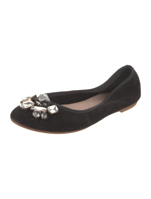 Barney's New York Suede Crystal Embellishments Ballet Flats