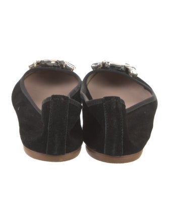 Barney's New York Suede Crystal Embellishments Ballet Flats