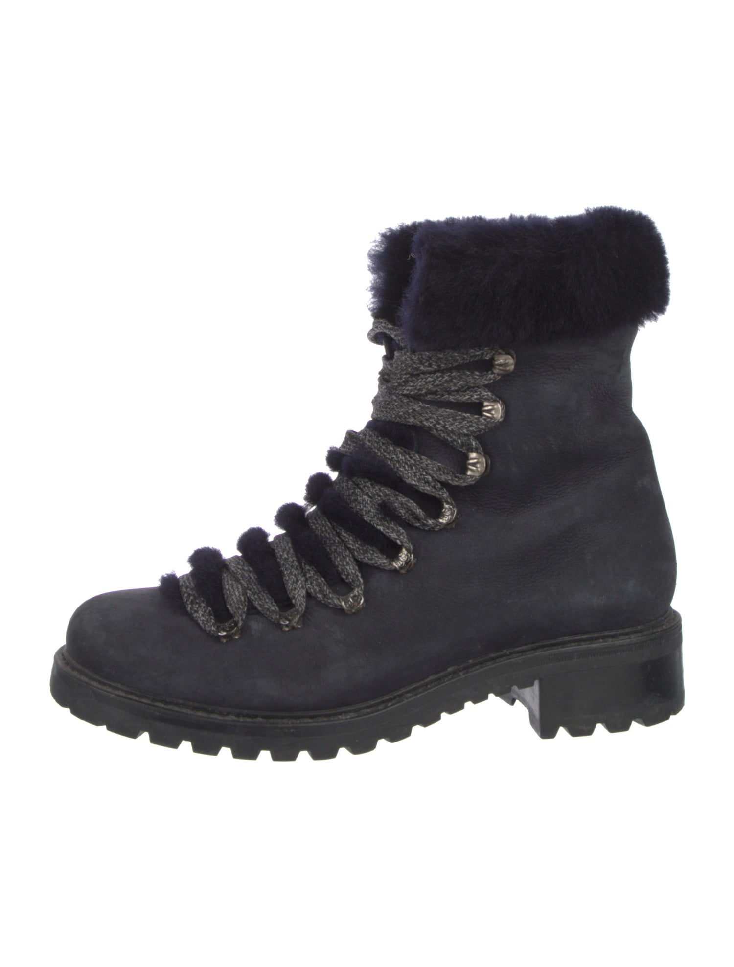 Barney's New York Leather Faux Fur Trim Combat Boots