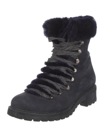 Barney's New York Leather Faux Fur Trim Combat Boots