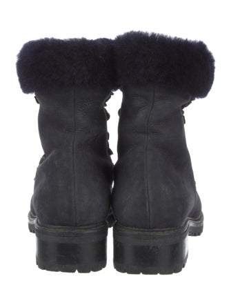 Barney's New York Leather Faux Fur Trim Combat Boots