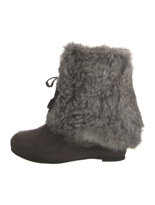 Barney's New York Suede Fur Trim Lace-Up Boots