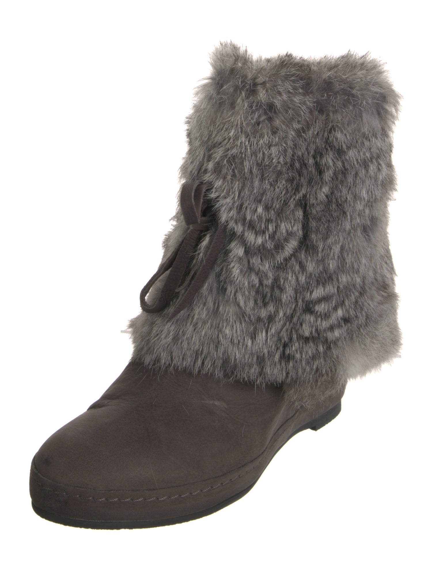 Barney's New York Suede Fur Trim Lace-Up Boots