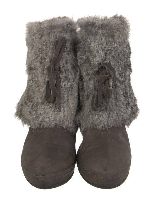 Barney's New York Suede Fur Trim Lace-Up Boots