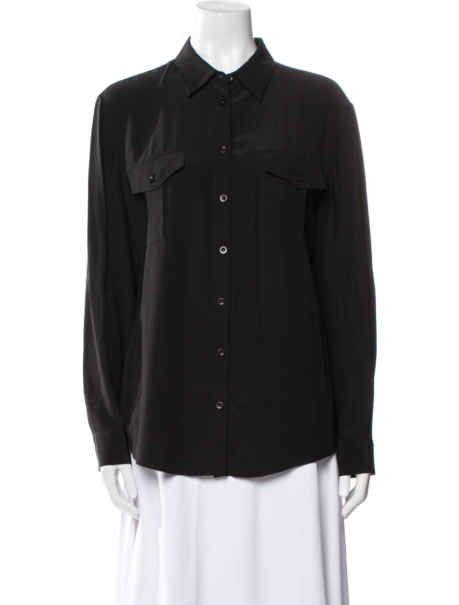 Barney's New York Silk Long Sleeve Button-Up Top