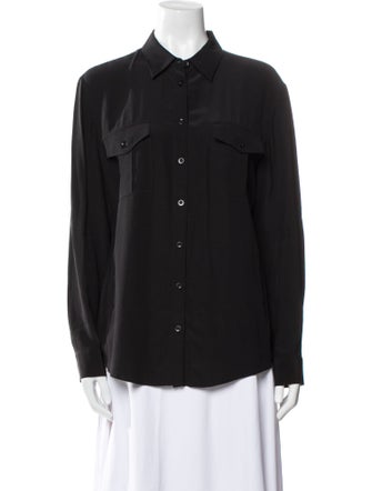 Barney's New York Silk Long Sleeve Button-Up Top