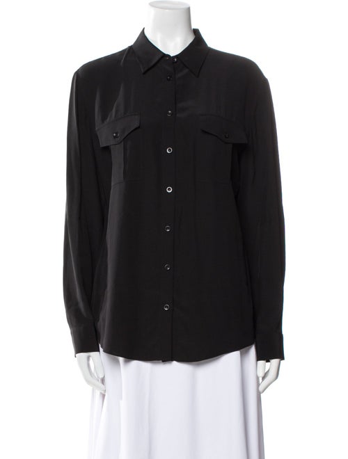 Barney's New York Silk Long Sleeve Button-Up Top