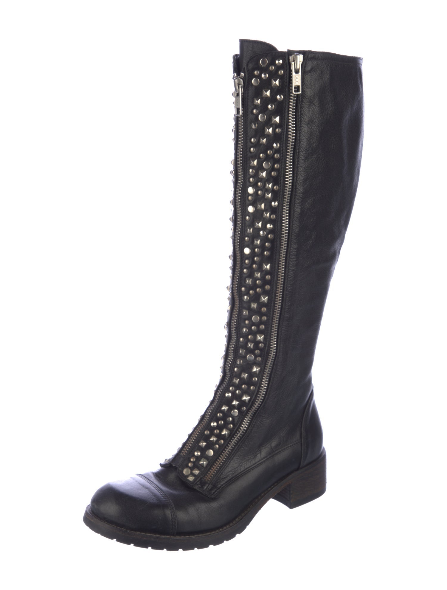 Barney's New York Leather Studded Accents Boots