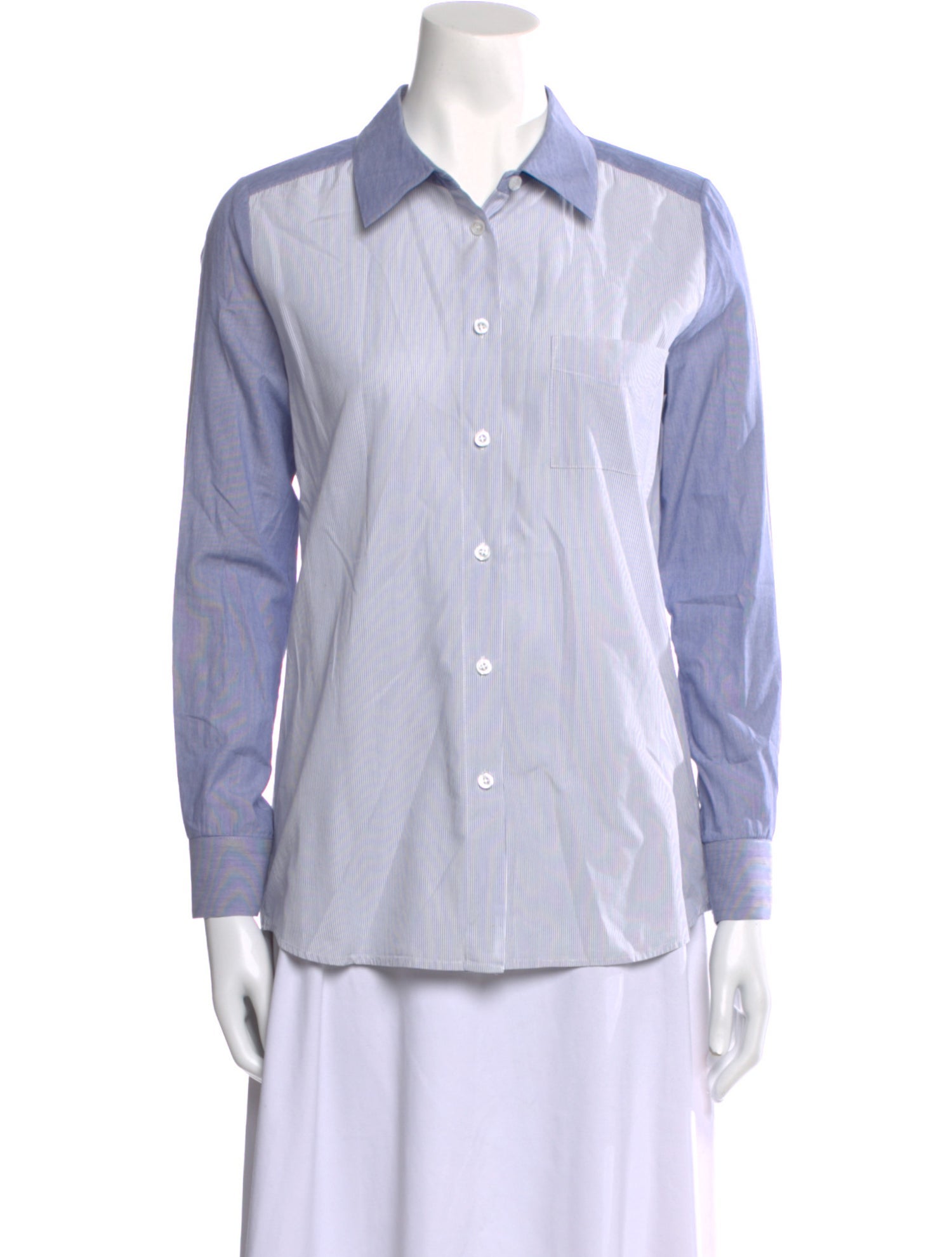 Barney's New York Striped Long Sleeve Button-Up Top