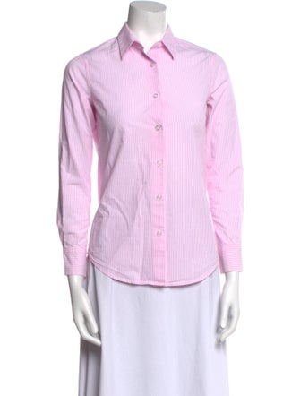 Barney's New York Striped Long Sleeve Button-Up Top