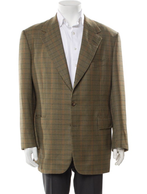 Barney's New York Wool Plaid Print Peacoat