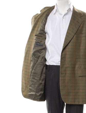 Barney's New York Wool Plaid Print Peacoat