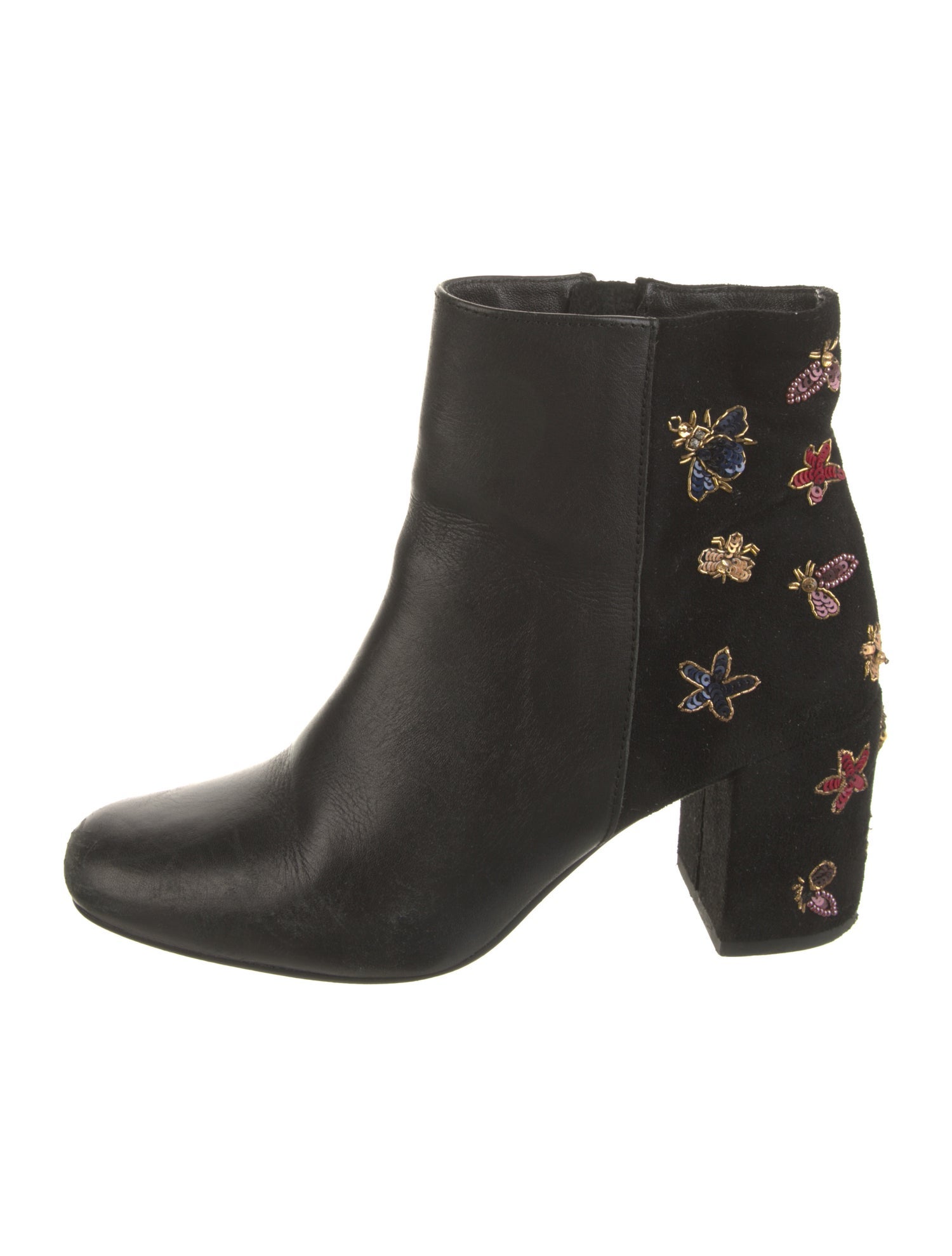Barney's New York Leather Floral Print Boots