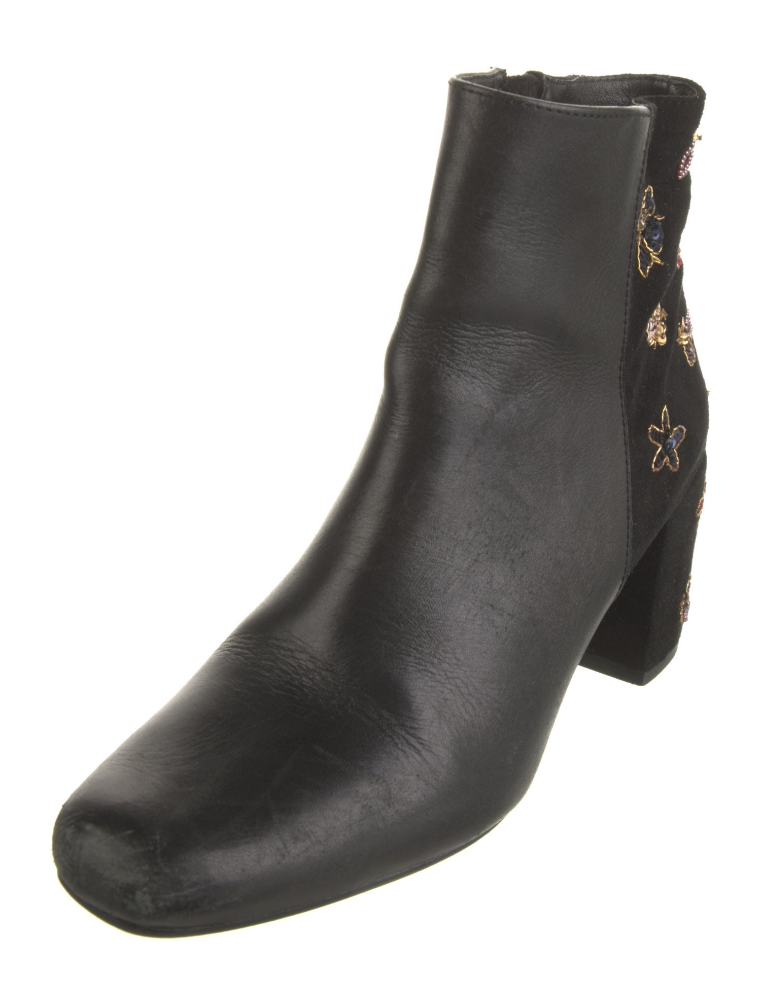 Barney's New York Leather Floral Print Boots
