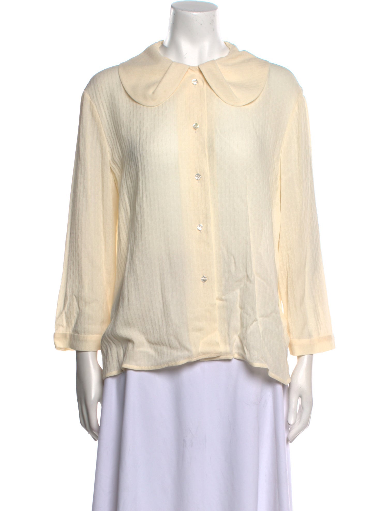 Barney's New York Silk Three-Quarter Sleeve Button-Up Top