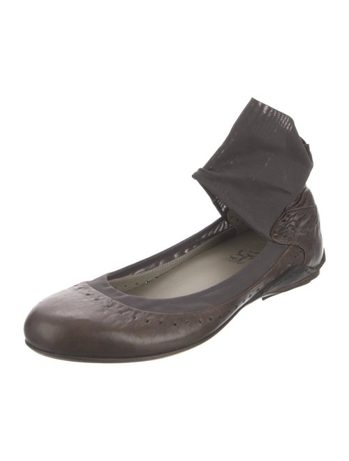 Barney's New York Embossed Leather Mesh Accents Ballet Flats