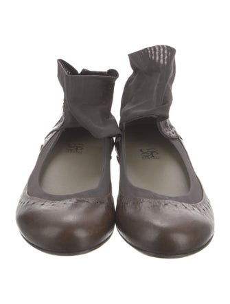 Barney's New York Embossed Leather Mesh Accents Ballet Flats