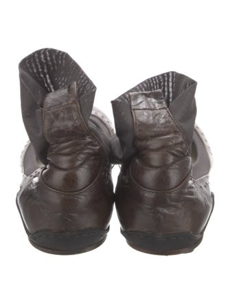 Barney's New York Embossed Leather Mesh Accents Ballet Flats