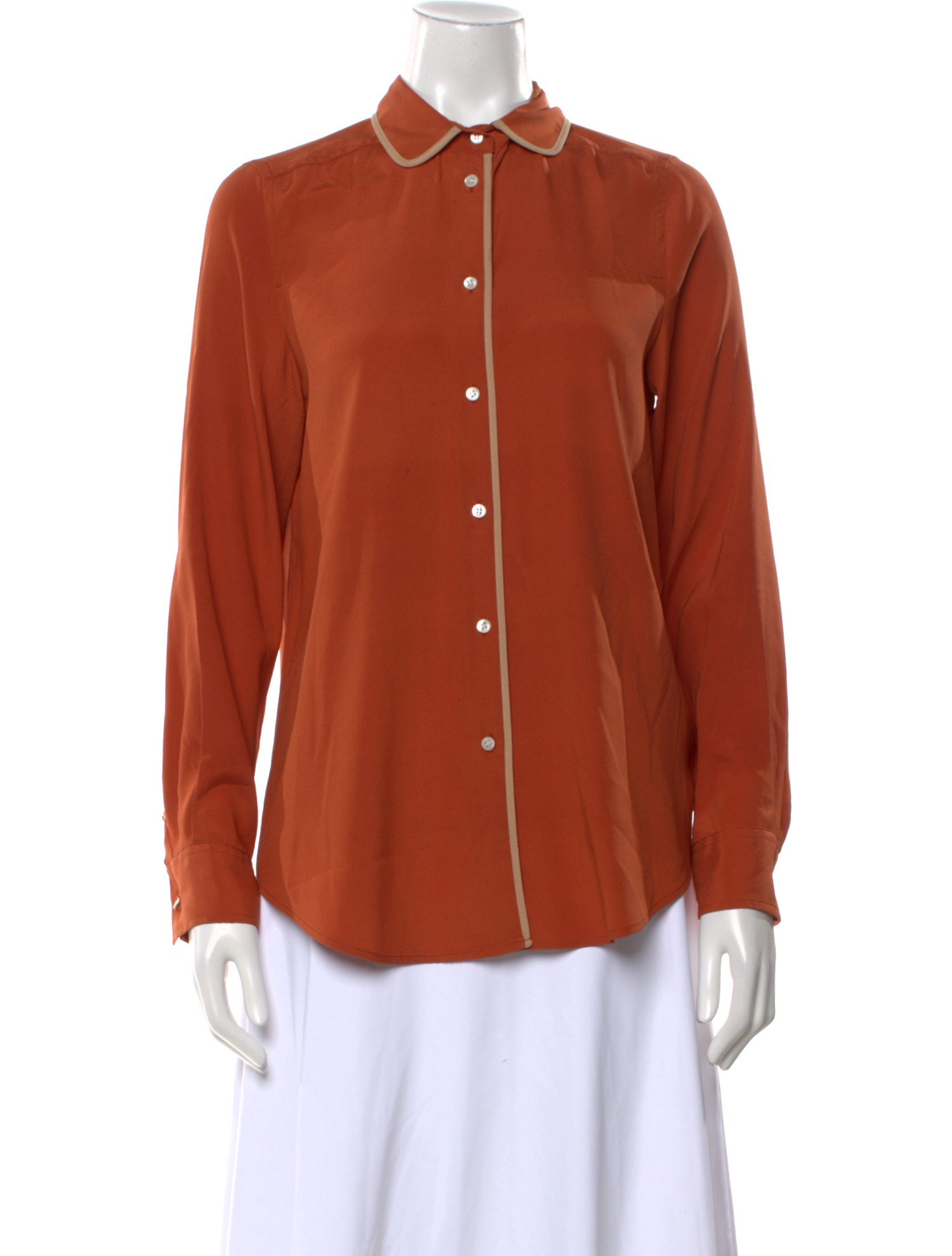 Barney's New York Silk Long Sleeve Button-Up Top